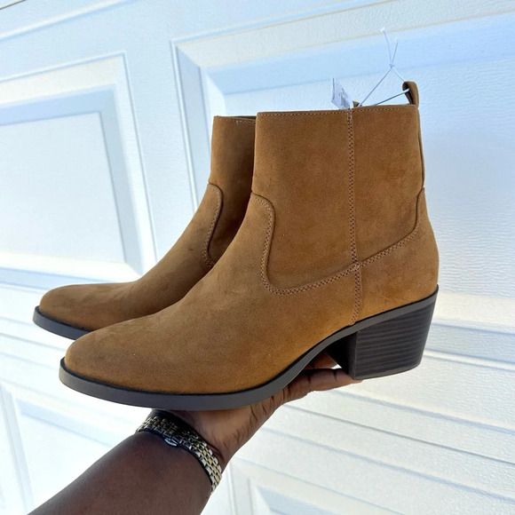 Old Navy Women’s Faux Suede Western Ankle Booties‎ Size 10 Bourbon - Picture 11 of 13